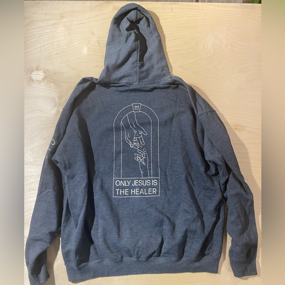 Gray Hoodie with Text Design on Port & Company Tag 2XL (PH) - Picture 9 of 13
